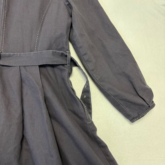 Wrap London Linen Cotton A-Line Trench Coat Size 38 EU/US 8 Gray Classic Preppy - Picture 12 of 15